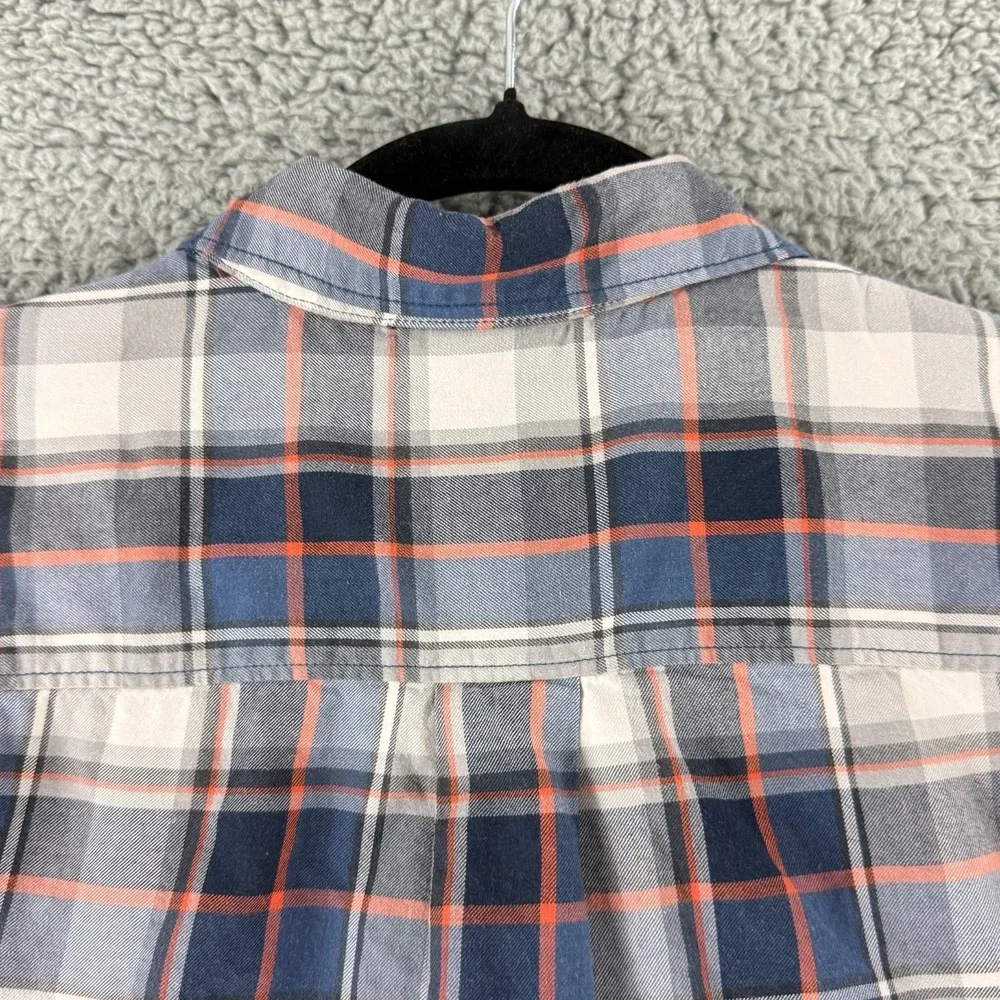 The North‎ Face Button-Up Shirt Mens Medium Blue Plaid Long Sleeve Cotton Casual